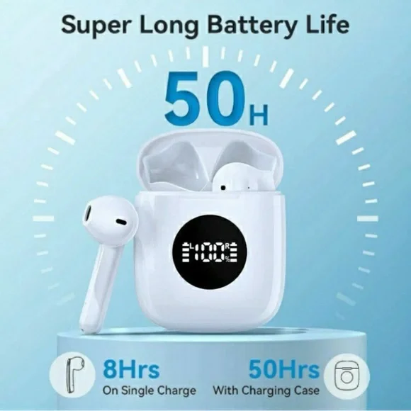 Wireless Bluetooth Earbuds with Charging Case - Black